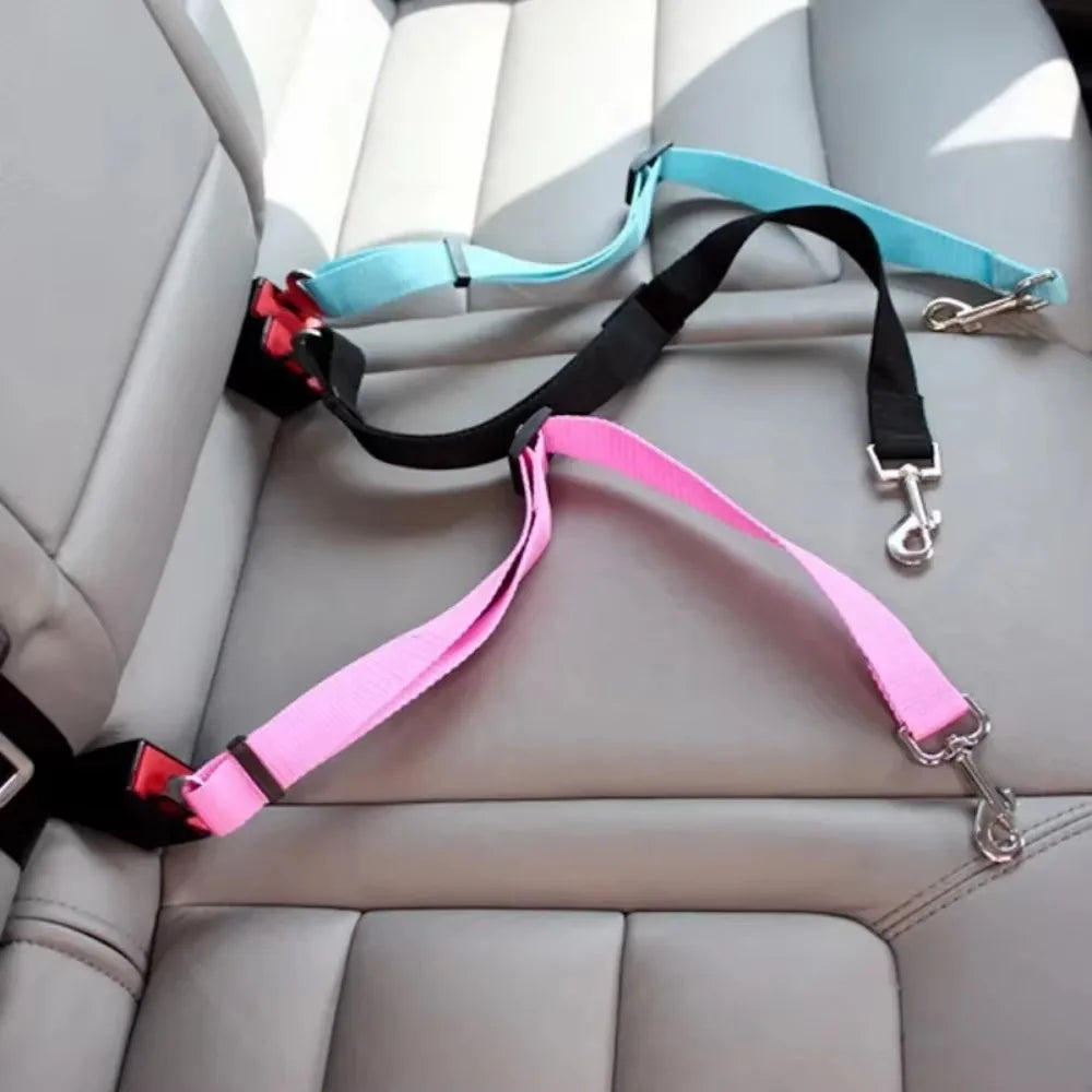 Adjustable Dog Car Seat Belt Harness with Leash & Collar